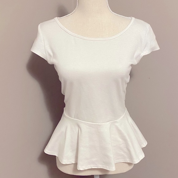 White Peplum Top - Picture 1 of 3